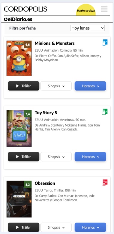 El mismo widget en versión móvil